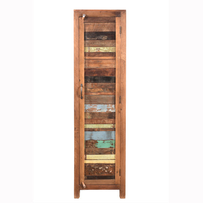 Highboard >Stripe< aus Altholz mit Farbe - 1 Tür