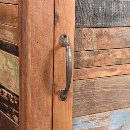 Highboard >Stripe< aus Altholz mit Farbe - 1 Tür