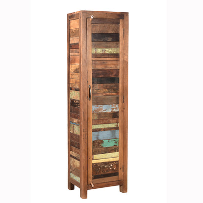 Highboard >Stripe< aus Altholz mit Farbe - 1 Tür