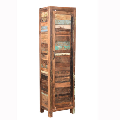 Highboard >Stripe< aus Altholz mit Farbe - 1 Tür