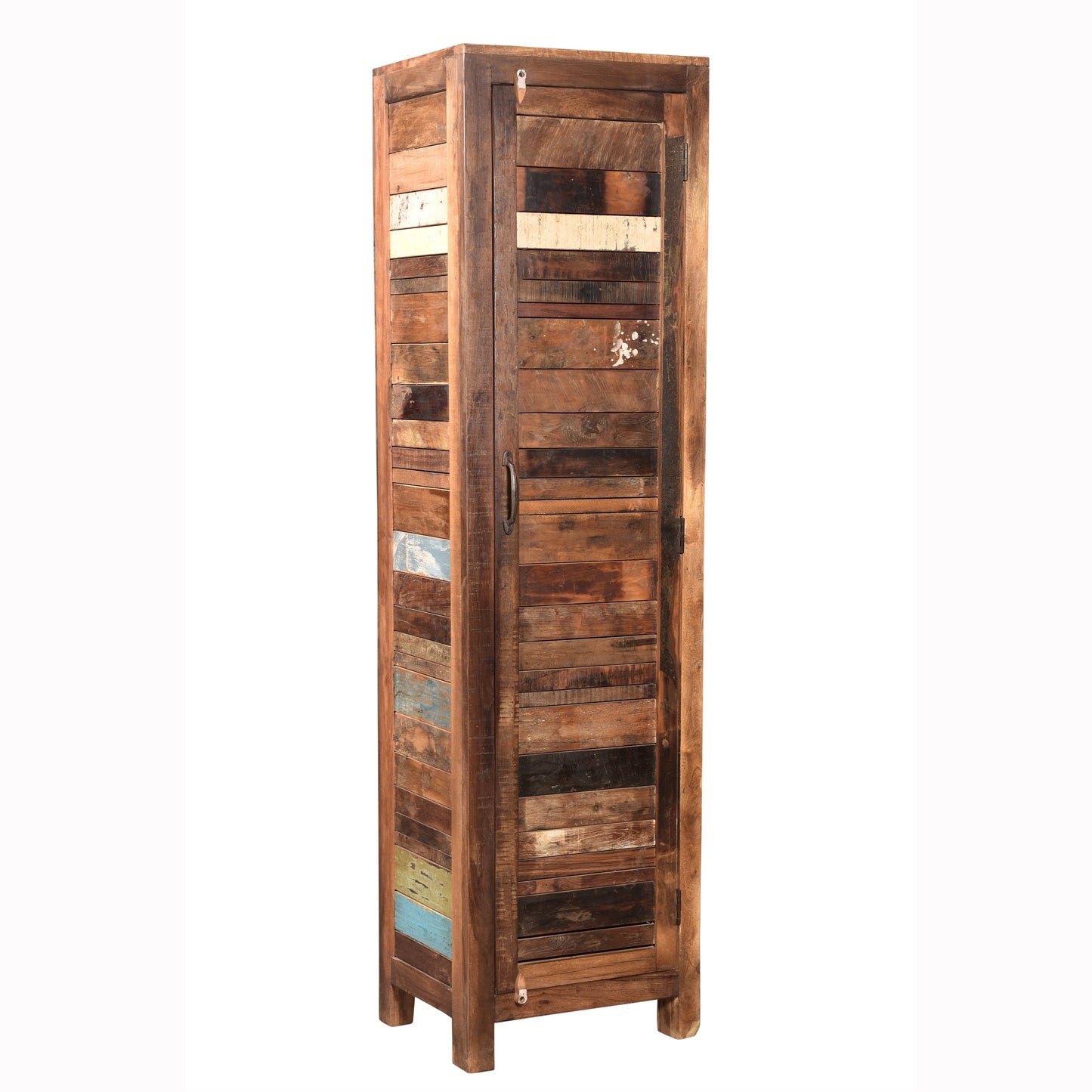 Highboard >Stripe< aus Altholz mit Farbe - 1 Tür