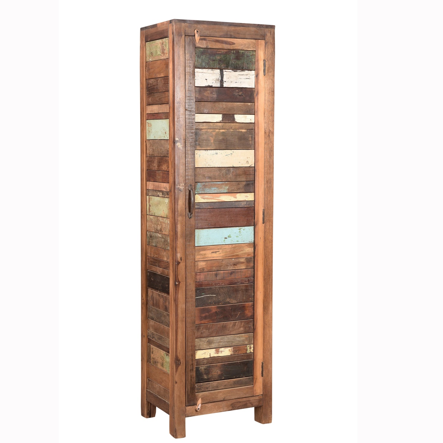 Highboard >Stripe< aus Altholz mit Farbe - 1 Tür