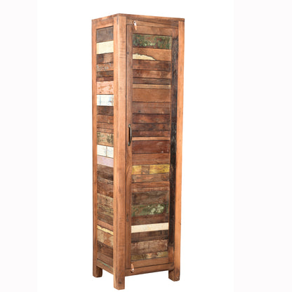 Highboard >Stripe< aus Altholz mit Farbe - 1 Tür
