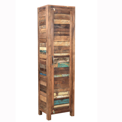 Highboard >Stripe< aus Altholz mit Farbe - 1 Tür