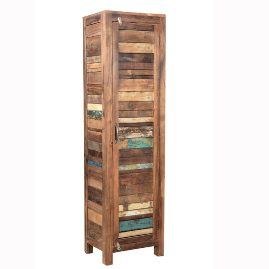 Highboard >Stripe< aus Altholz mit Farbe - 1 Tür