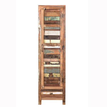 Highboard >Stripe< aus farbigem Altholz mit Tür & Schublade