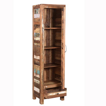 Highboard >Stripe< aus farbigem Altholz mit Tür & Schublade