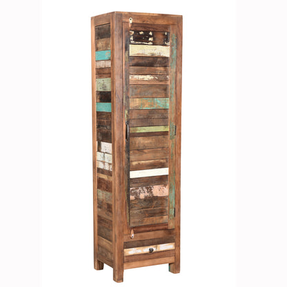 Highboard >Stripe< aus farbigem Altholz mit Tür & Schublade