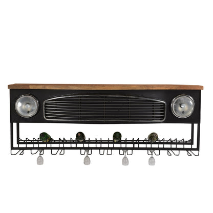 Auto Hängeschrank Ambassador Wandbar aus Metall und Mangoholz