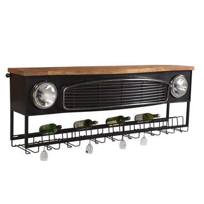 Auto Hängeschrank Ambassador Wandbar aus Metall und Mangoholz