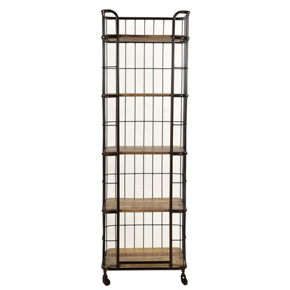 Regal >Grid< mit Rollen aus Metall und Mangoholz