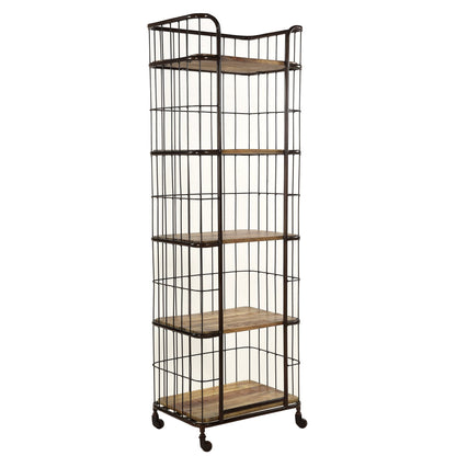 Regal >Grid< mit Rollen aus Metall und Mangoholz