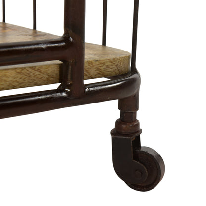 Regal >Grid< mit Rollen aus Metall und Mangoholz