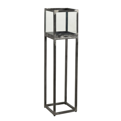 Windlicht Säule aus Metall und Glas