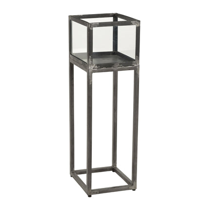 Windlicht Säule aus Metall und Glas