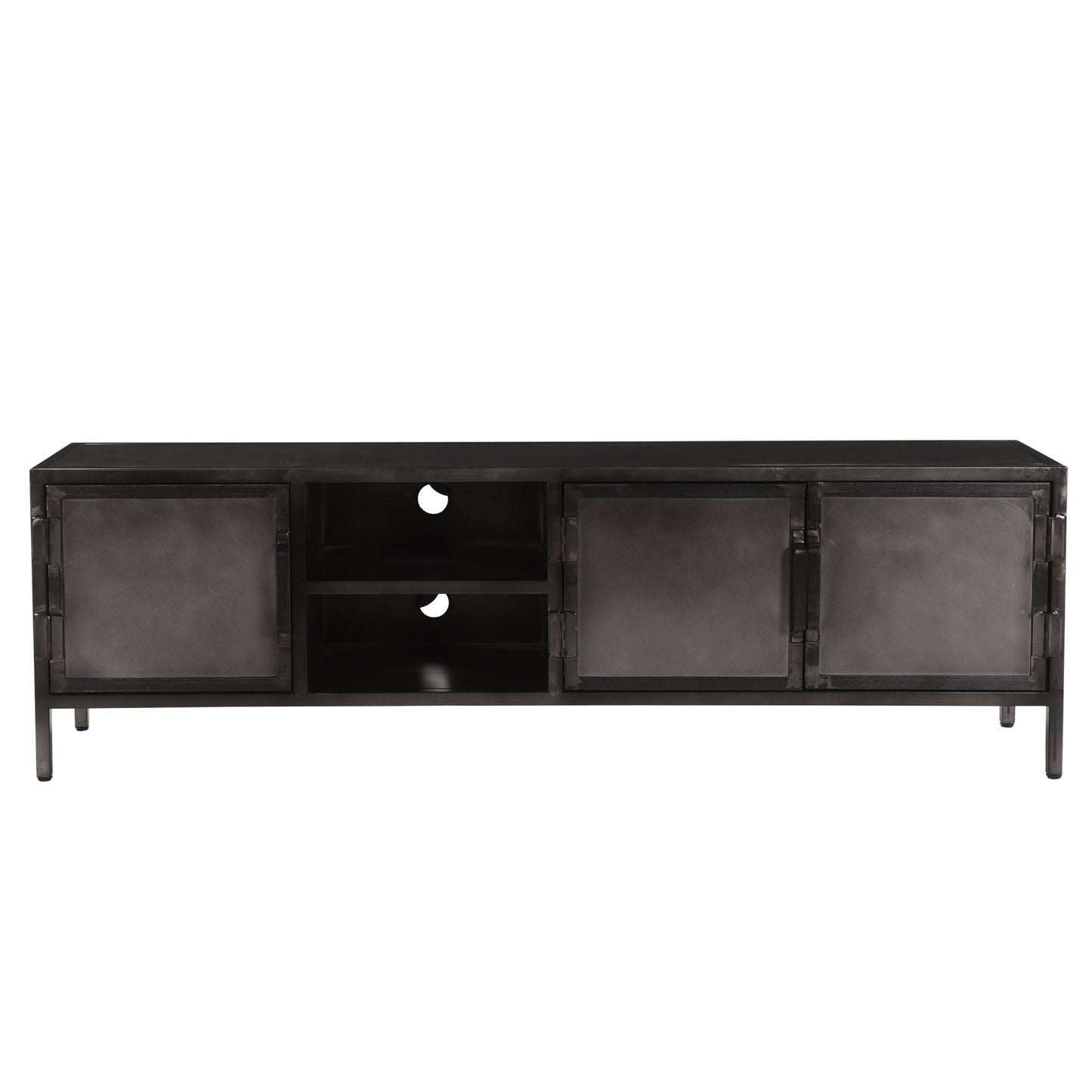 TV-Board Dallas aus Metall 180 cm - 3 Türen & offenes Regal