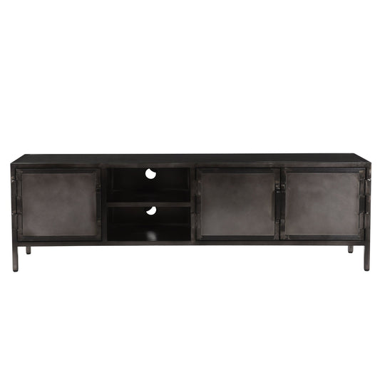 TV-Board Dallas aus Metall 180 cm - 3 Türen & offenes Regal