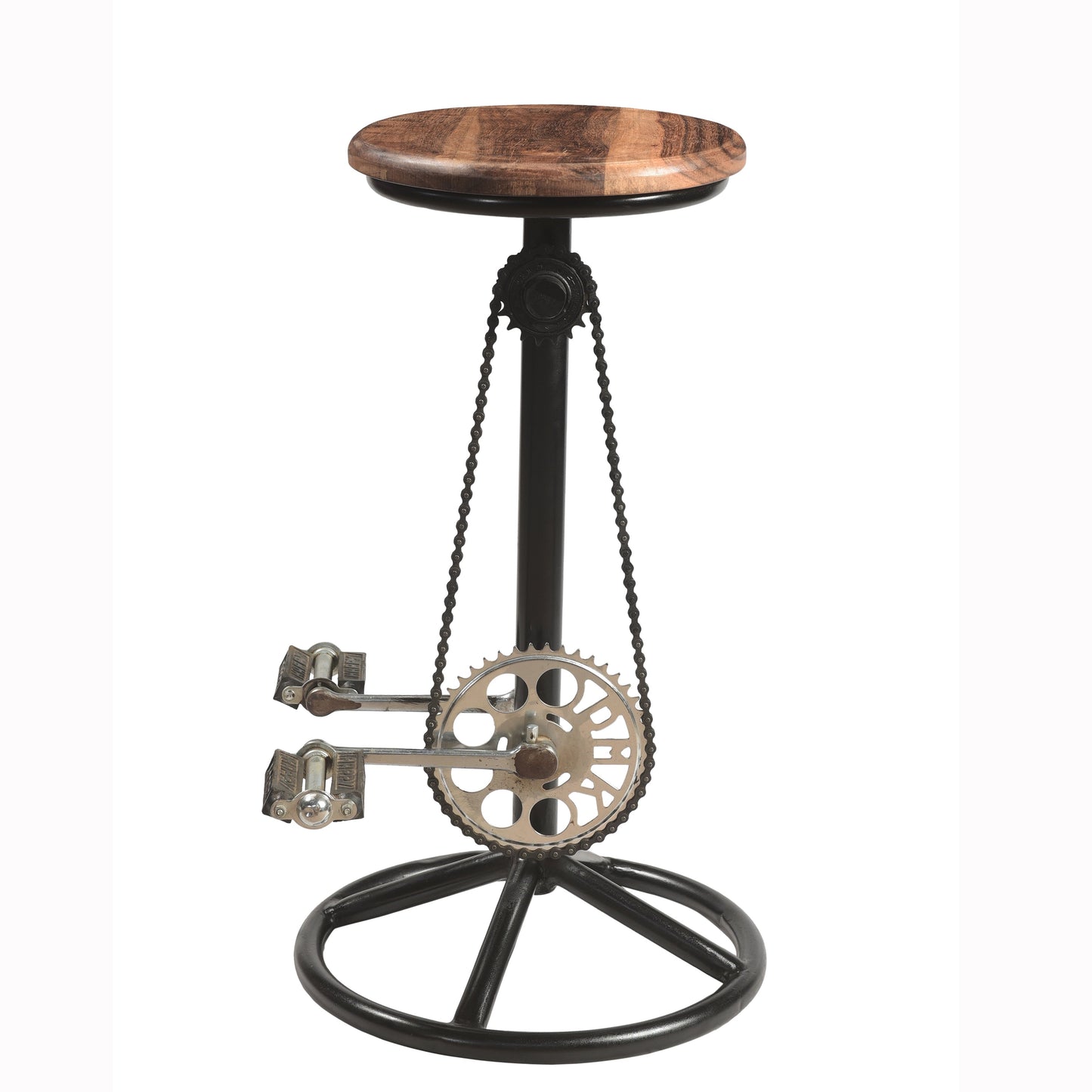 Barhocker Barstuhl >Cycle< aus Metall und Altholz