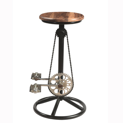 Barhocker Barstuhl >Cycle< aus Metall und Altholz