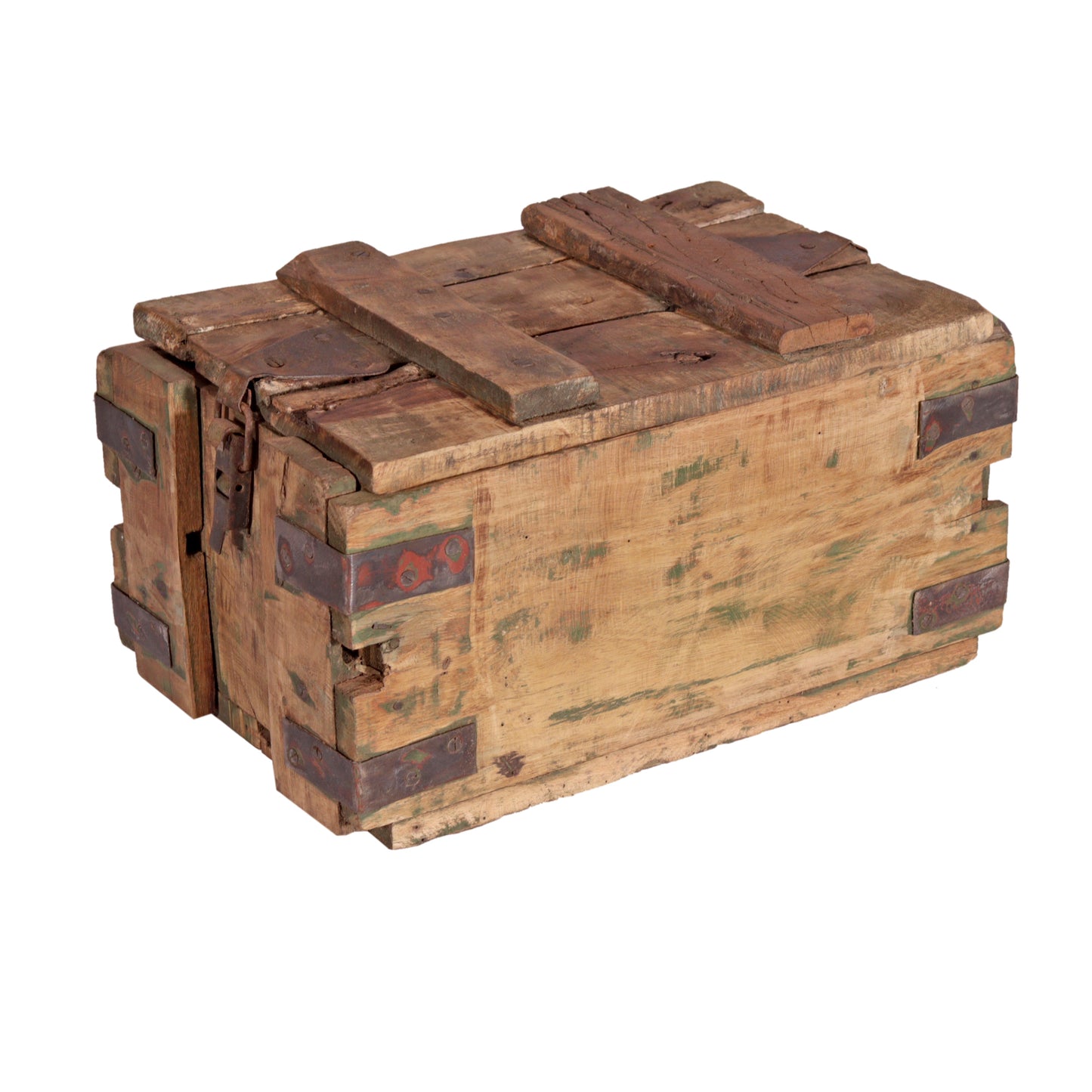 Munitionskiste aus Altholz – Vintage Holzkiste aus Indien Unikat