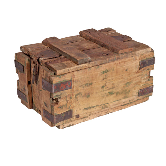 Munitionskiste aus Altholz – Vintage Holzkiste aus Indien Unikat