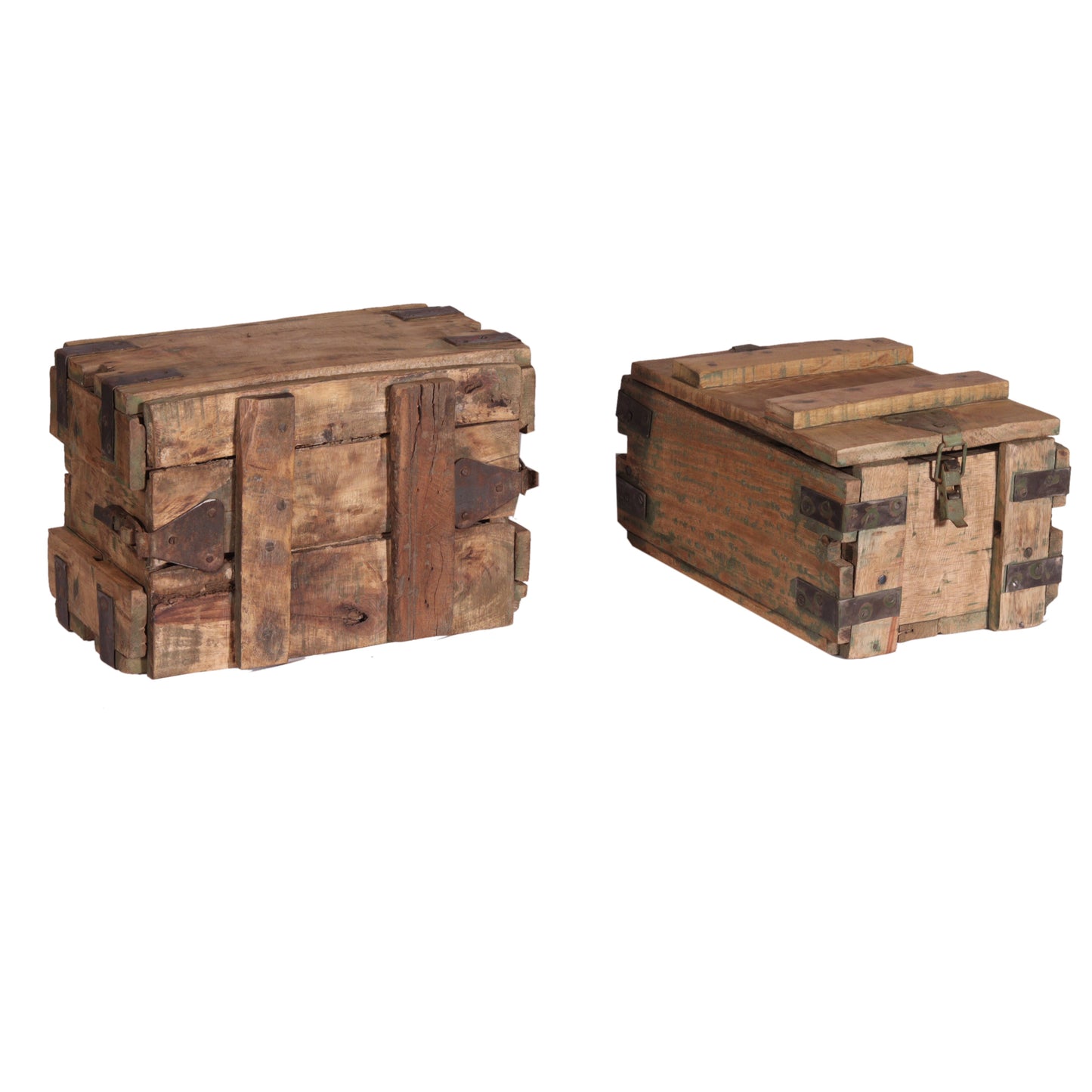 Munitionskiste aus Altholz – Vintage Holzkiste aus Indien Unikat