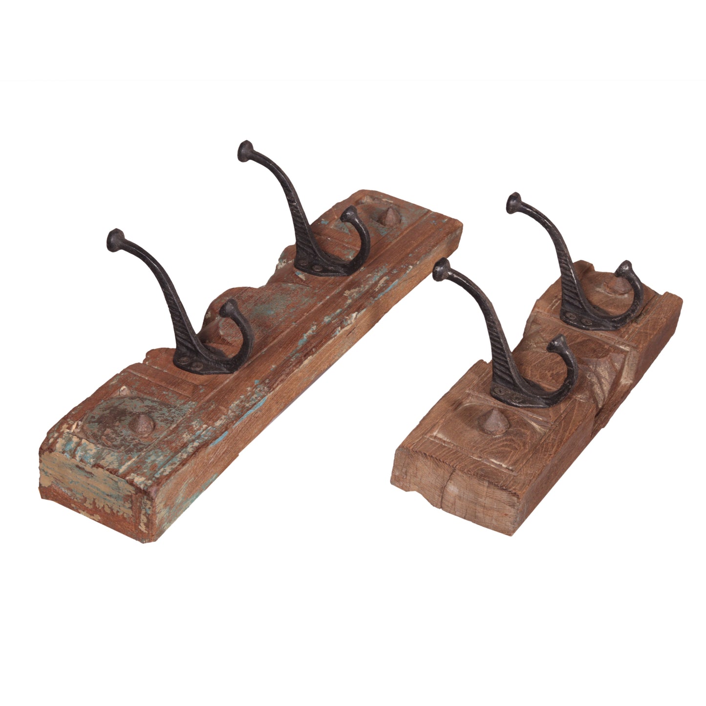Garderobe aus buntem Altholz mit 2 Haken