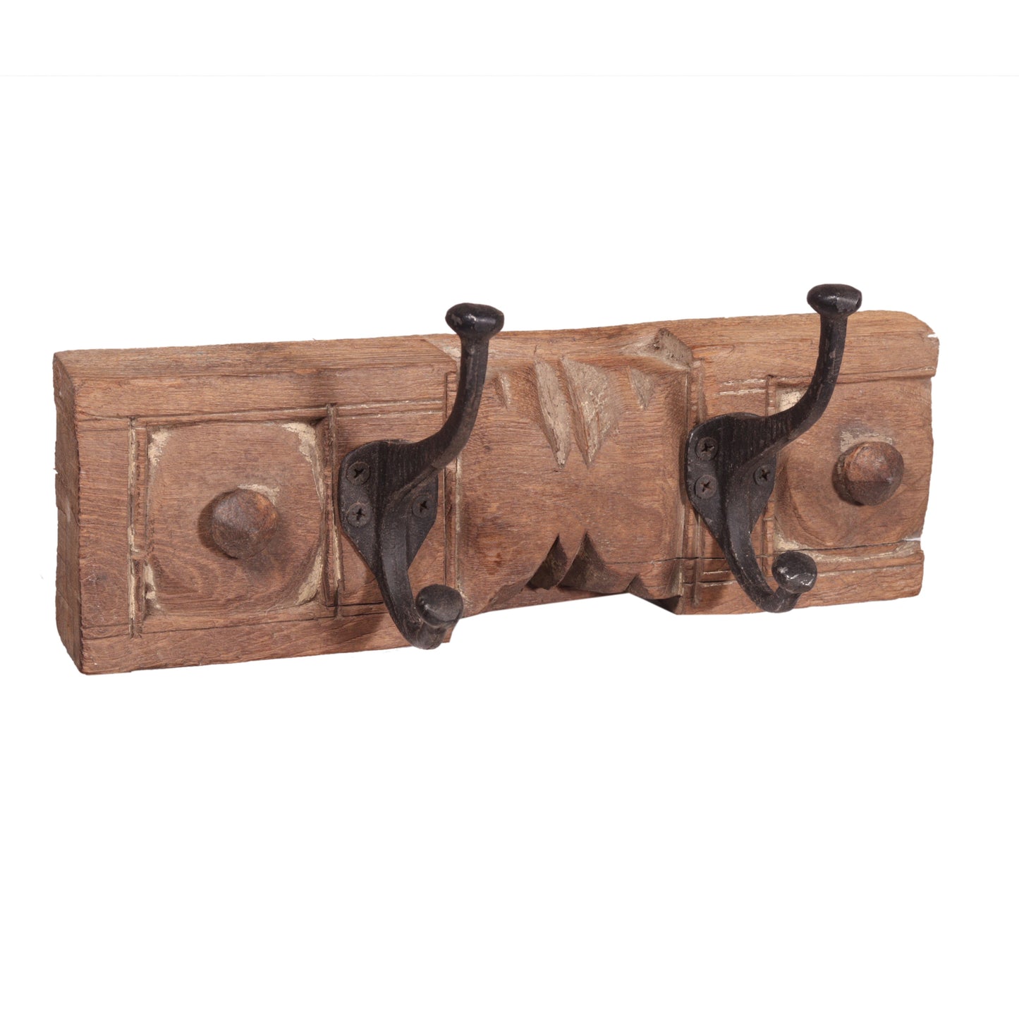 Garderobe aus buntem Altholz mit 2 Haken